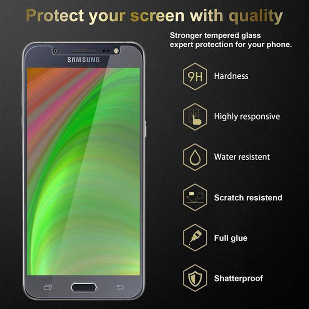 Cadorabo Screenprotector geschikt voor Samsung Galaxy J5 2015 in KRISTALHELDER - Tempered Display Pantser Film