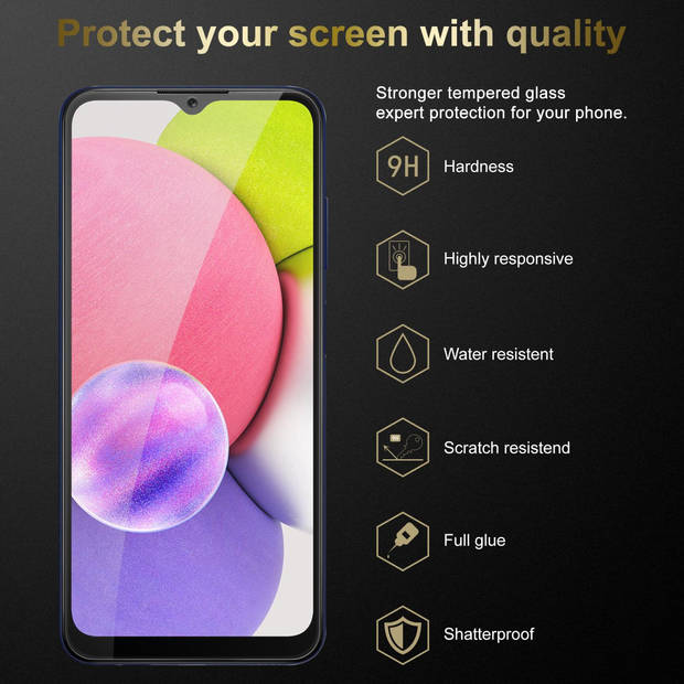 Cadorabo 3x Screenprotector geschikt voor Samsung Galaxy A03s in KRISTALHELDER - Tempered Display Pantser Film
