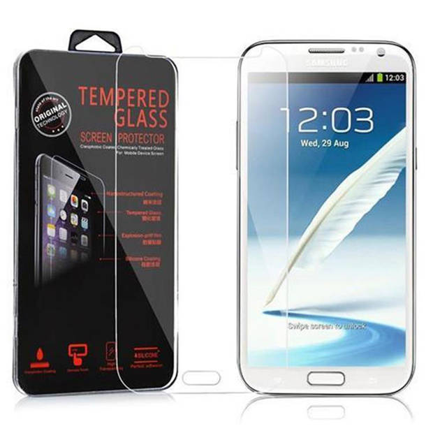 Cadorabo Screenprotector geschikt voor Samsung Galaxy NOTE 2 in KRISTALHELDER - Tempered Display Pantser Film