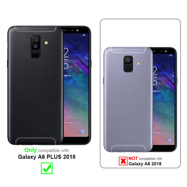 Cadorabo Hoesje geschikt voor Samsung Galaxy A6 PLUS 2018 in ZWARTE NACHT - Beschermhoes Case magnetische sluiting Cover