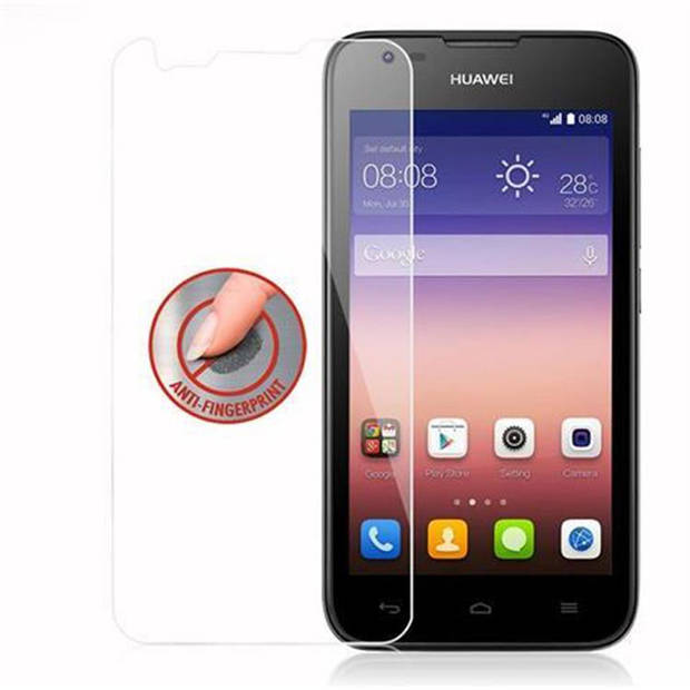 Cadorabo Screenprotector geschikt voor Huawei ASCEND Y550 in KRISTALHELDER - Tempered Display Pantser Film beschermglas