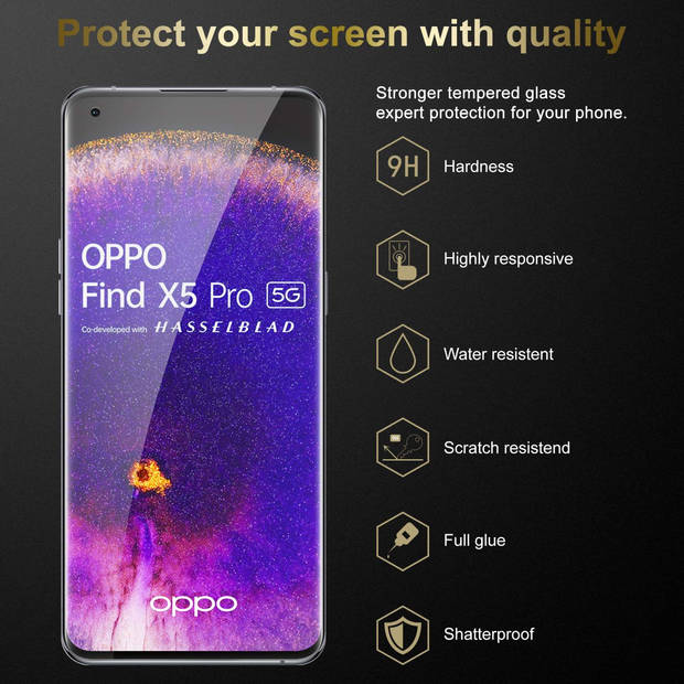 Cadorabo Screenprotector geschikt voor Oppo FIND X5 PRO in KRISTALHELDER - Tempered Display Pantser Film beschermglas