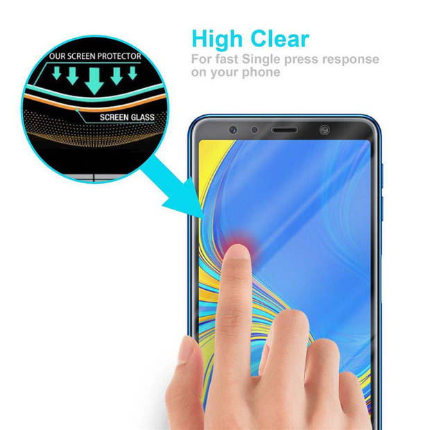 Cadorabo Screenprotector geschikt voor Samsung Galaxy A7 2018 in KRISTALHELDER - Tempered Display Pantser Film