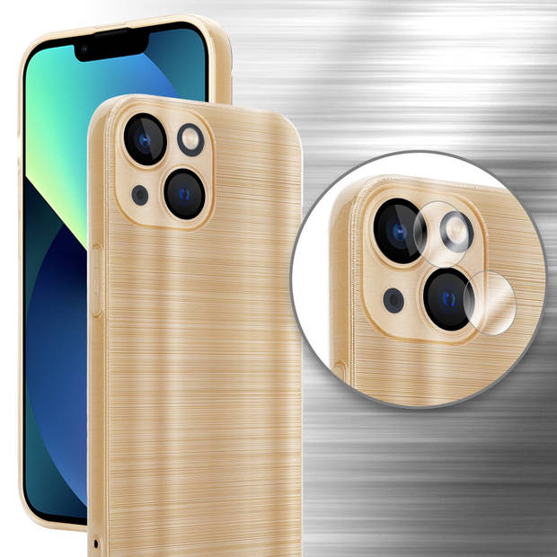 Cadorabo Hoesje geschikt voor Apple iPhone 13 in Brushed Goud - Beschermhoes Case Cover TPU silicone