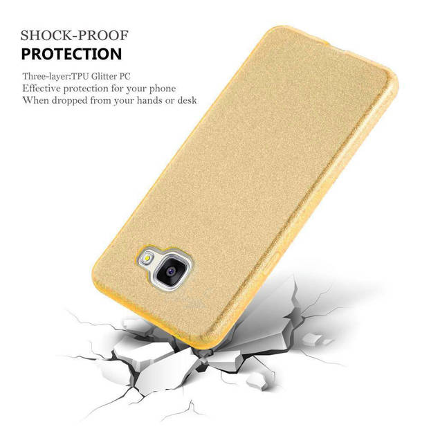 Cadorabo Hoesje geschikt voor Samsung Galaxy A5 2017 in STAR STOF GOUD - TPU Silicone Case Cover beschermhoes Glitter