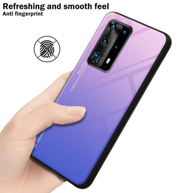 Cadorabo Hoesje geschikt voor Huawei P40 PRO / P40 PRO+ in ROZE - BLAUW - Tweekleurige beschermhoes TPU-silicone Case