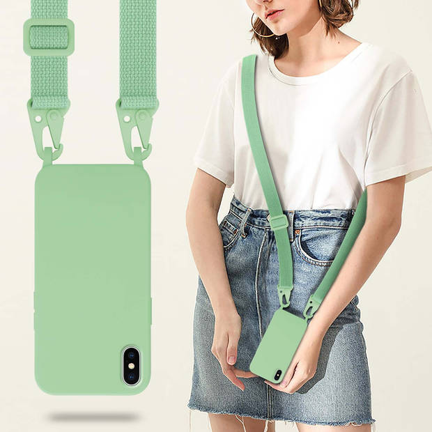 Cadorabo Mobiele telefoon ketting geschikt voor Apple iPhone X / XS Hoesje in LIQUID LICHT GROEN - Silicone beschermhoes