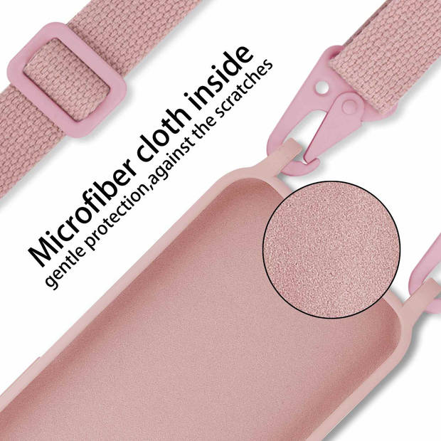 Cadorabo Mobiele telefoon ketting geschikt voor Apple iPhone 12 MINI Hoesje in LIQUID ROZE - Silicone beschermhoes