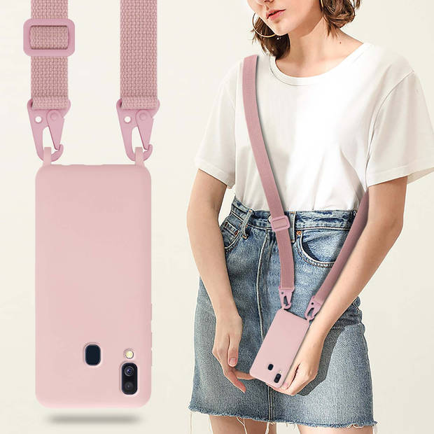 Cadorabo Mobiele telefoon ketting geschikt voor Samsung Galaxy A40 Hoesje in LIQUID ROZE - Silicone beschermhoes