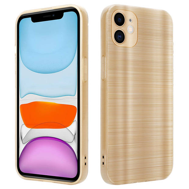 Cadorabo Hoesje geschikt voor Apple iPhone 11 in Brushed Goud - Beschermhoes Case Cover TPU silicone