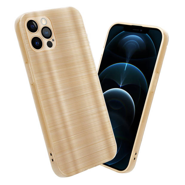 Cadorabo Hoesje geschikt voor Apple iPhone 12 PRO MAX in Brushed Goud - Beschermhoes Case Cover TPU silicone