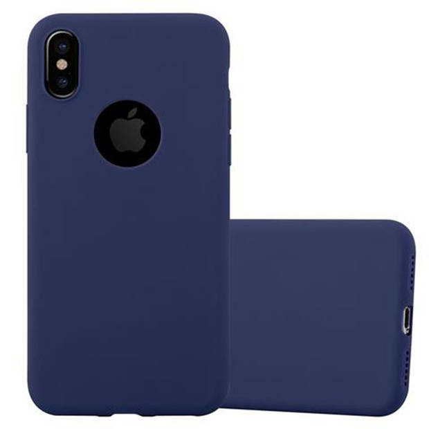 Cadorabo Hoesje geschikt voor Apple iPhone X / XS in CANDY DONKER BLAUW - Beschermhoes TPU silicone Case Cover