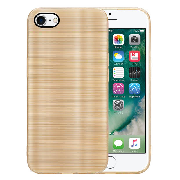 Cadorabo Hoesje geschikt voor Apple iPhone 7 / 7S / 8 / SE 2020 in Brushed Goud - Beschermhoes Case Cover TPU silicone