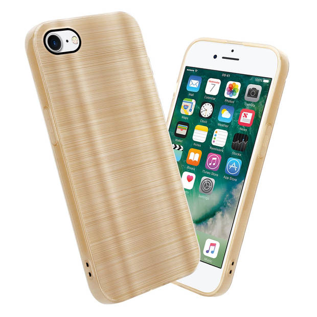 Cadorabo Hoesje geschikt voor Apple iPhone 7 / 7S / 8 / SE 2020 in Brushed Goud - Beschermhoes Case Cover TPU silicone