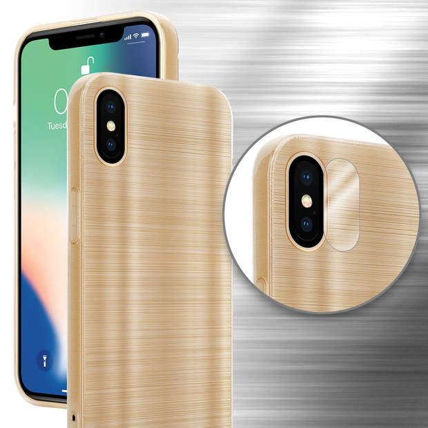 Cadorabo Hoesje geschikt voor Apple iPhone X / XS in Brushed Goud - Beschermhoes Case Cover TPU silicone