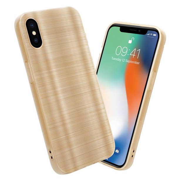 Cadorabo Hoesje geschikt voor Apple iPhone X / XS in Brushed Goud - Beschermhoes Case Cover TPU silicone