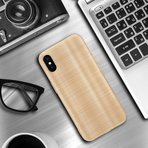 Cadorabo Hoesje geschikt voor Apple iPhone X / XS in Brushed Goud - Beschermhoes Case Cover TPU silicone