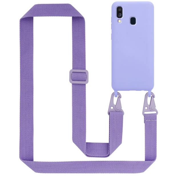 Cadorabo Mobiele telefoon ketting geschikt voor Samsung Galaxy A40 Hoesje in LIQUID LICHT PAARS - Silicone beschermhoes