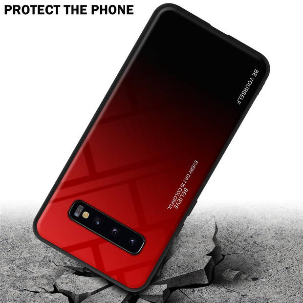 Cadorabo Hoesje geschikt voor Samsung Galaxy S10 PLUS in ROOD - ZWART - Tweekleurige beschermhoes TPU-silicone Case