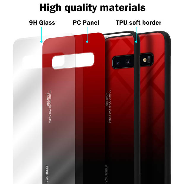 Cadorabo Hoesje geschikt voor Samsung Galaxy S10 PLUS in ROOD - ZWART - Tweekleurige beschermhoes TPU-silicone Case