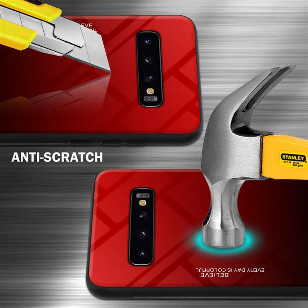 Cadorabo Hoesje geschikt voor Samsung Galaxy S10 PLUS in ROOD - ZWART - Tweekleurige beschermhoes TPU-silicone Case