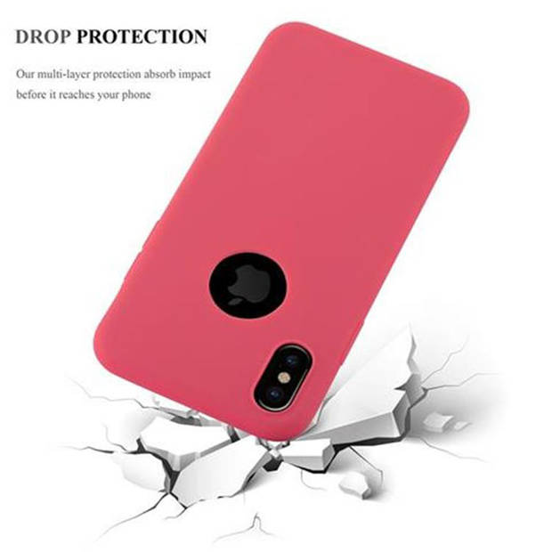 Cadorabo Hoesje geschikt voor Apple iPhone X / XS in CANDY ROOD - Beschermhoes TPU silicone Case Cover