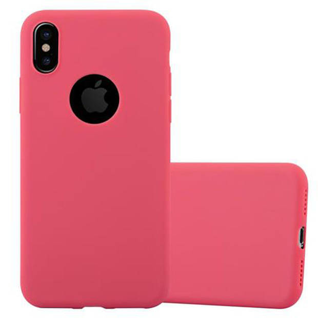 Cadorabo Hoesje geschikt voor Apple iPhone X / XS in CANDY ROOD - Beschermhoes TPU silicone Case Cover