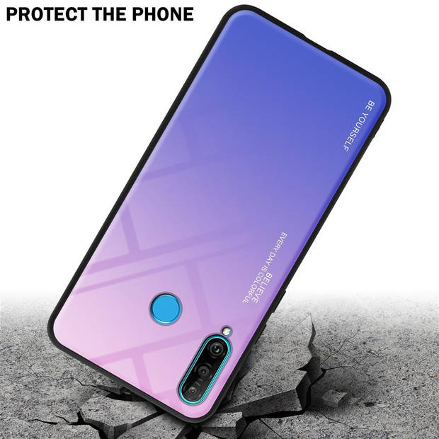 Cadorabo Hoesje geschikt voor Huawei P30 LITE in ROZE - BLAUW - Tweekleurige beschermhoes TPU-silicone Case Cover