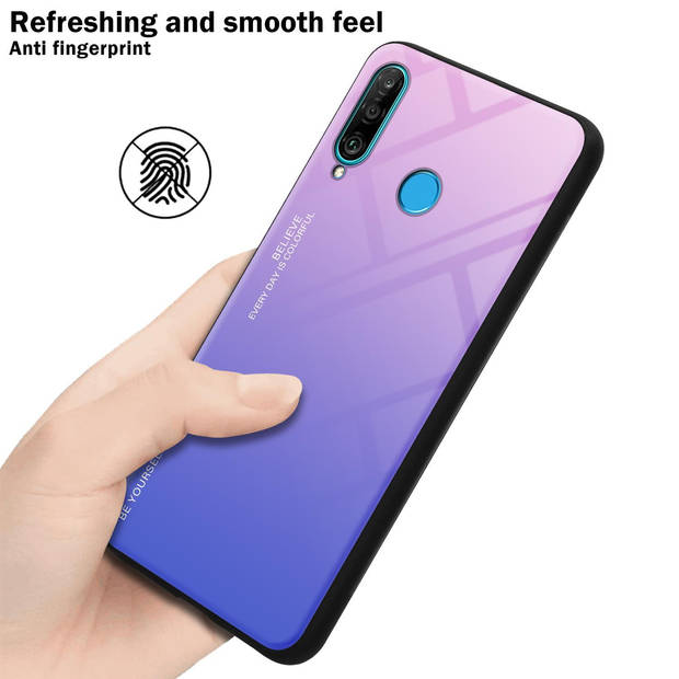 Cadorabo Hoesje geschikt voor Huawei P30 LITE in ROZE - BLAUW - Tweekleurige beschermhoes TPU-silicone Case Cover