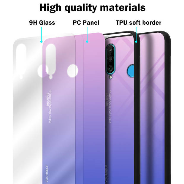 Cadorabo Hoesje geschikt voor Huawei P30 LITE in ROZE - BLAUW - Tweekleurige beschermhoes TPU-silicone Case Cover