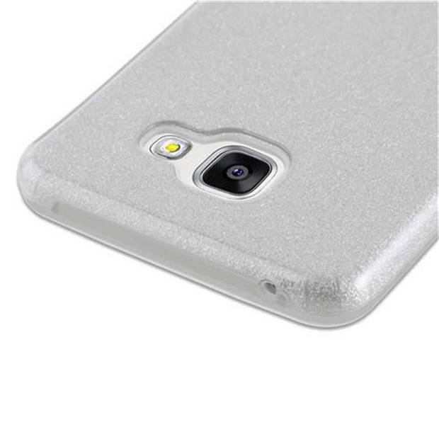 Cadorabo Hoesje geschikt voor Samsung Galaxy A3 2016 in STAR STOF ZILVER - TPU Silicone Case Cover beschermhoes Glitter