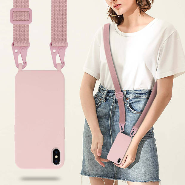 Cadorabo Mobiele telefoon ketting geschikt voor Apple iPhone XS MAX Hoesje in LIQUID ROZE - Silicone beschermhoes