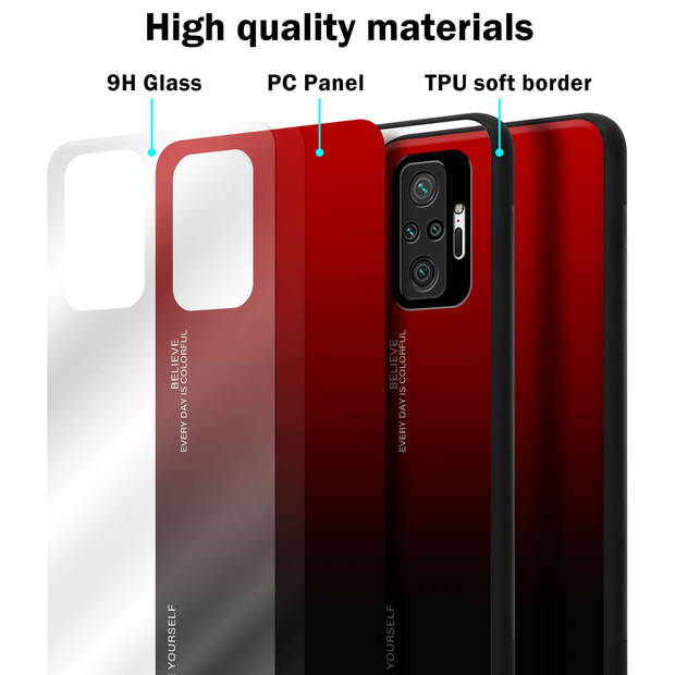 Cadorabo Hoesje geschikt voor Xiaomi RedMi NOTE 10 PRO in ROOD - ZWART - Tweekleurige beschermhoes TPU-silicone Case