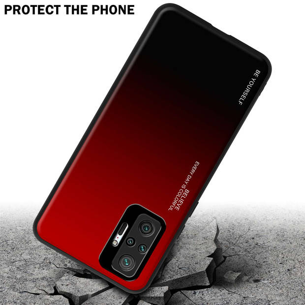 Cadorabo Hoesje geschikt voor Xiaomi RedMi NOTE 10 PRO in ROOD - ZWART - Tweekleurige beschermhoes TPU-silicone Case