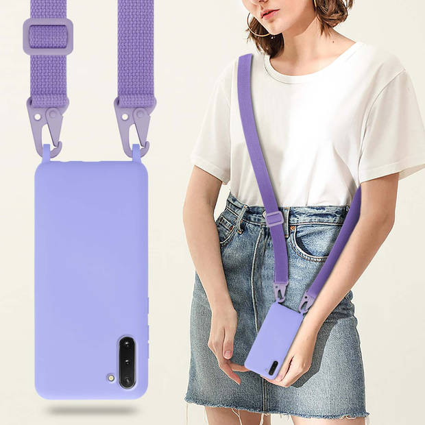 Cadorabo Mobiele telefoon ketting geschikt voor Samsung Galaxy NOTE 10 Hoesje in LIQUID LICHT PAARS - Silicone