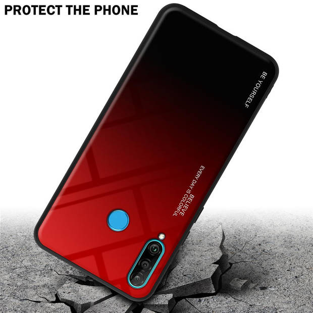Cadorabo Hoesje geschikt voor Huawei P30 LITE in ROOD - ZWART - Tweekleurige beschermhoes TPU-silicone Case Cover