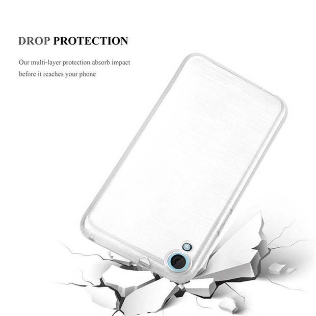 Cadorabo Hoesje geschikt voor HTC Desire 820 in ZILVER - Beschermhoes TPU silicone Case Cover Brushed