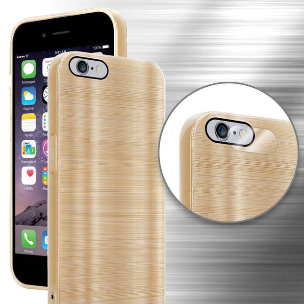 Cadorabo Hoesje geschikt voor Apple iPhone 6 PLUS / 6S PLUS in Brushed Goud - Beschermhoes Case Cover TPU silicone