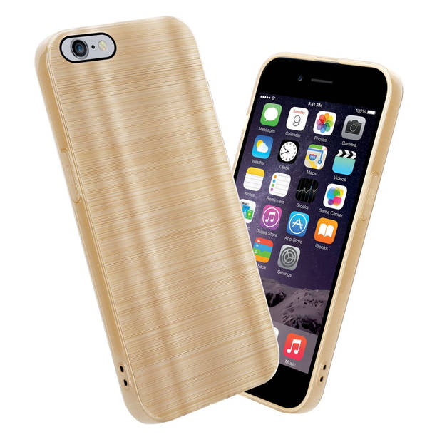 Cadorabo Hoesje geschikt voor Apple iPhone 6 PLUS / 6S PLUS in Brushed Goud - Beschermhoes Case Cover TPU silicone