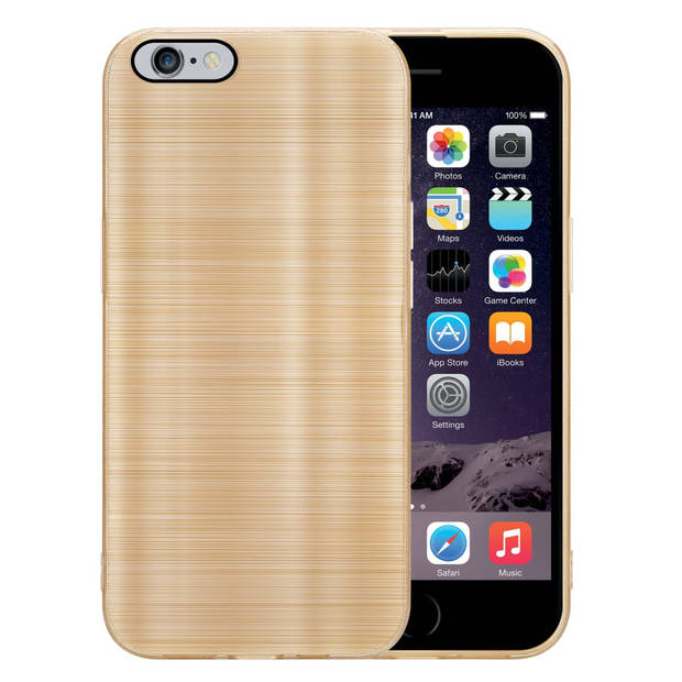 Cadorabo Hoesje geschikt voor Apple iPhone 6 PLUS / 6S PLUS in Brushed Goud - Beschermhoes Case Cover TPU silicone