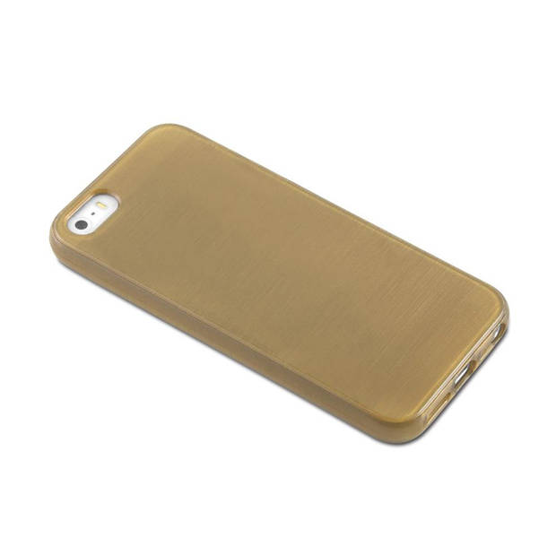 Cadorabo Hoesje geschikt voor Apple iPhone 5 / 5S / SE 2016 in GOUD - Beschermhoes TPU silicone Case Cover Brushed