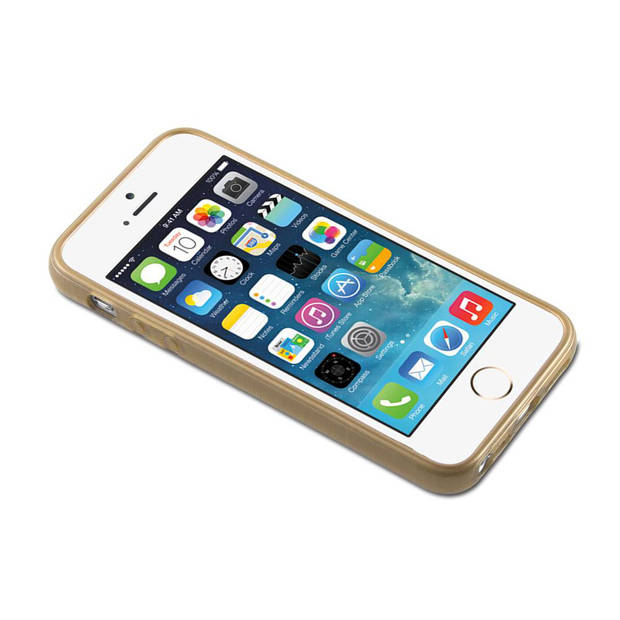 Cadorabo Hoesje geschikt voor Apple iPhone 5 / 5S / SE 2016 in GOUD - Beschermhoes TPU silicone Case Cover Brushed