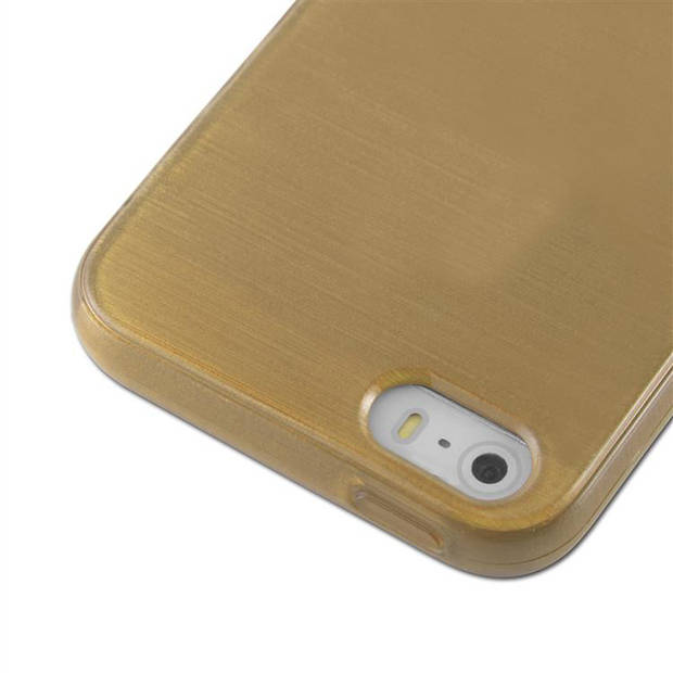 Cadorabo Hoesje geschikt voor Apple iPhone 5 / 5S / SE 2016 in GOUD - Beschermhoes TPU silicone Case Cover Brushed