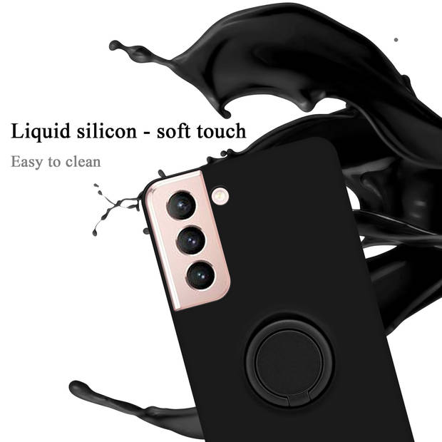 Cadorabo Hoesje geschikt voor Samsung Galaxy S22 in LIQUID ZWART - Beschermhoes van TPU silicone Case Cover met ring