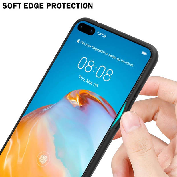 Cadorabo Hoesje geschikt voor Huawei P40 in BLAUW - ZWART - Tweekleurige beschermhoes TPU-silicone Case Cover