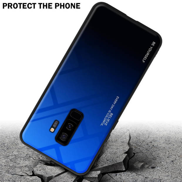 Cadorabo Hoesje geschikt voor Samsung Galaxy S9 PLUS in BLAUW - ZWART - Tweekleurige beschermhoes TPU-silicone Case