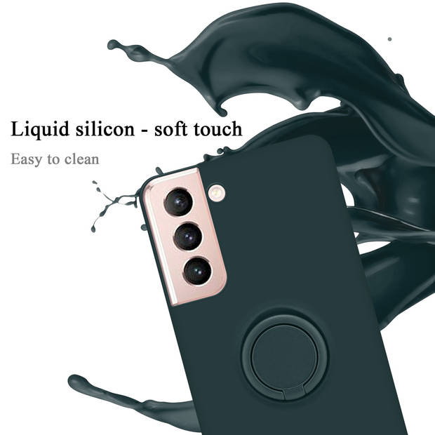 Cadorabo Hoesje geschikt voor Samsung Galaxy S22 in LIQUID GROEN - Beschermhoes van TPU silicone Case Cover met ring