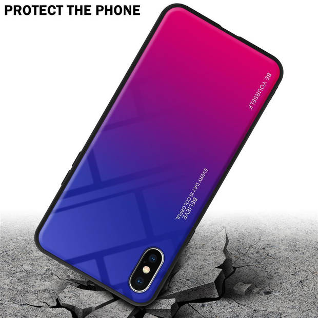 Cadorabo Hoesje geschikt voor Apple iPhone X / XS in PAARS - ROOD - Tweekleurige beschermhoes TPU-silicone Case Cover