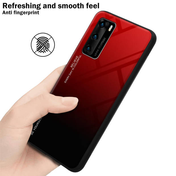 Cadorabo Hoesje geschikt voor Huawei P40 in ROOD - ZWART - Tweekleurige beschermhoes TPU-silicone Case Cover