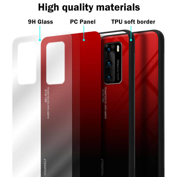 Cadorabo Hoesje geschikt voor Huawei P40 in ROOD - ZWART - Tweekleurige beschermhoes TPU-silicone Case Cover